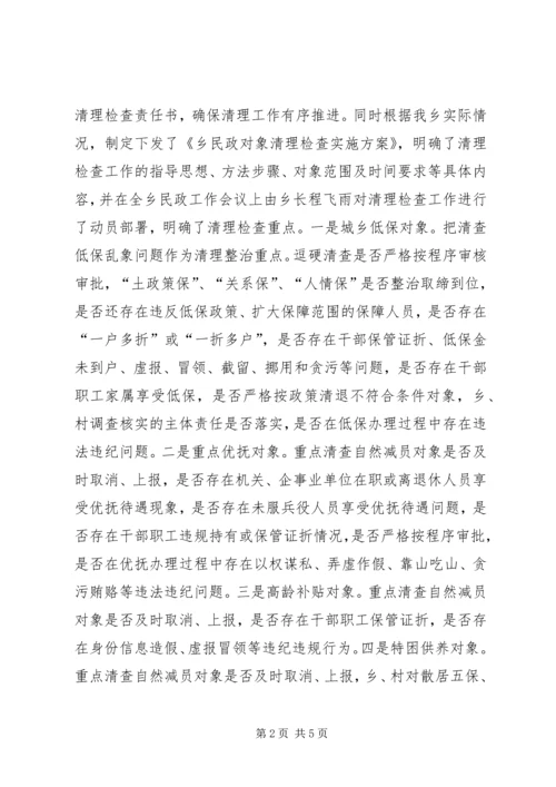 乡镇年度民政对象清理检查工作总结.docx