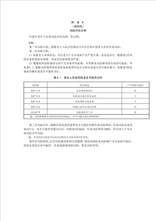 养老机构服务安全风险管控清单、风险评估示例