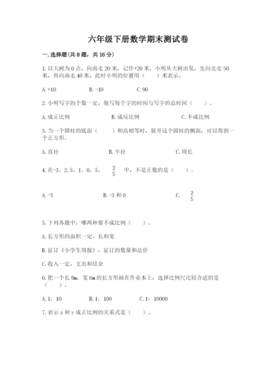 六年级下册数学期末测试卷精品【典优】.docx