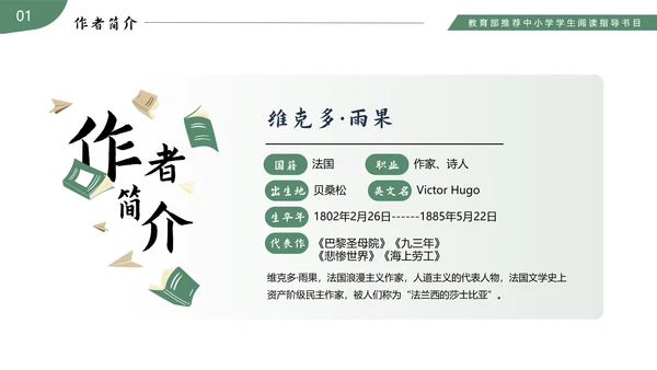 《悲惨世界》读书分享名著导读PPT模板