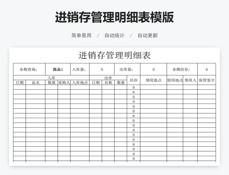 进销存管理明细表模版