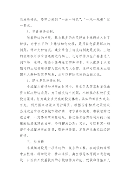 经济学视角下的小城镇建设分析论文.docx