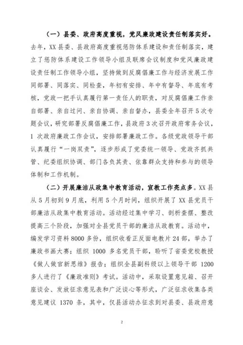 反腐倡廉建设工作考核报告-Word范文