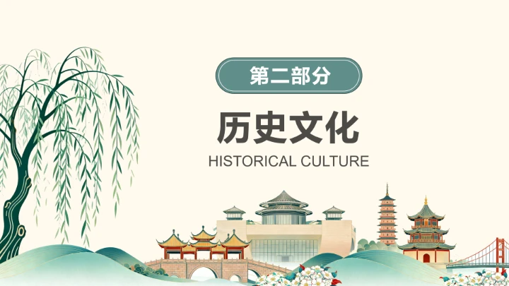 绿色插画风我的家乡扬州PPT介绍