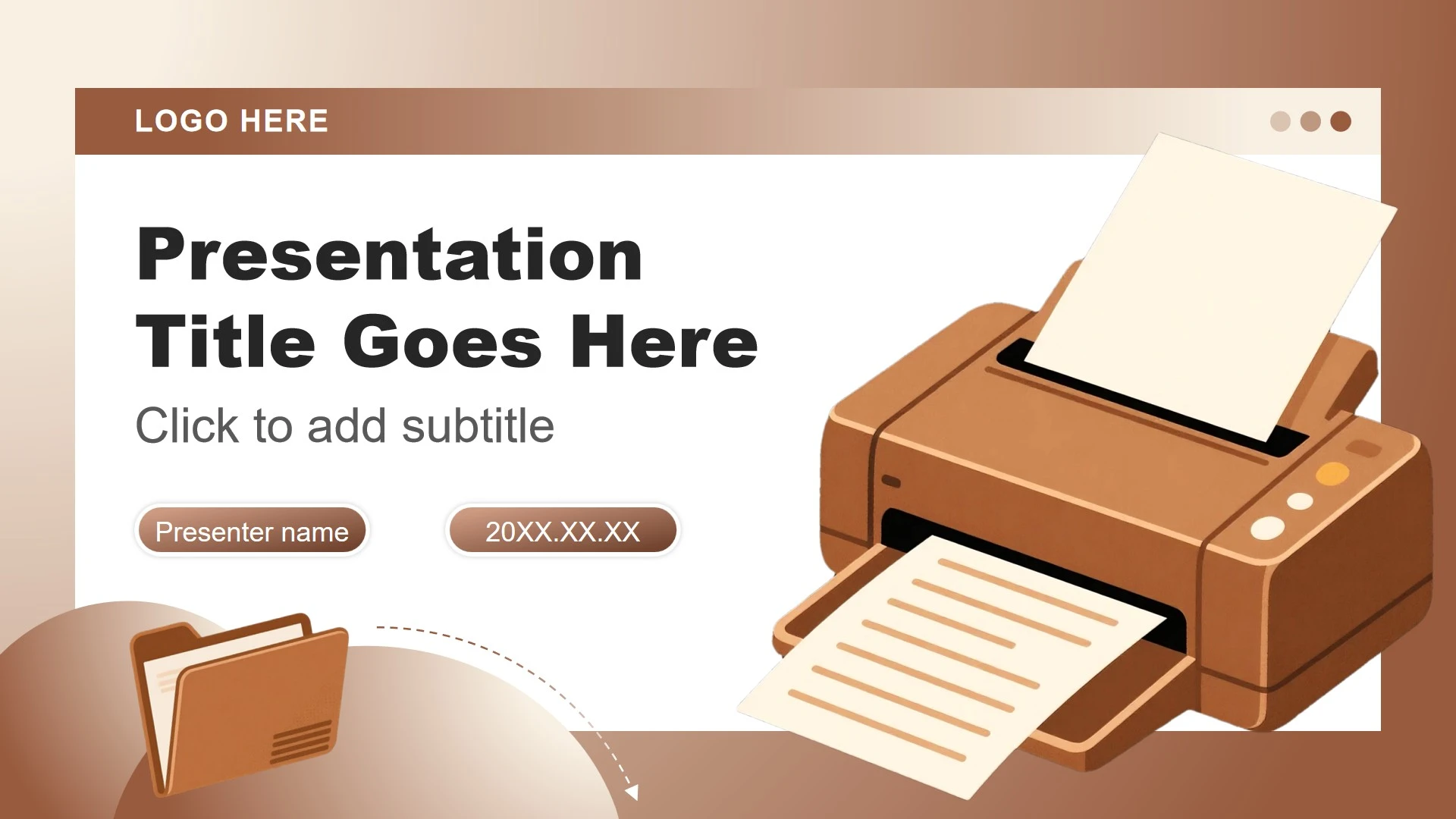 棕色商务风年度工作总结汇报PPT主题模板