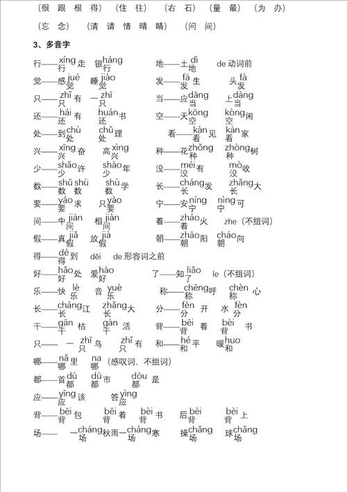一年级下册语文复习重点词句