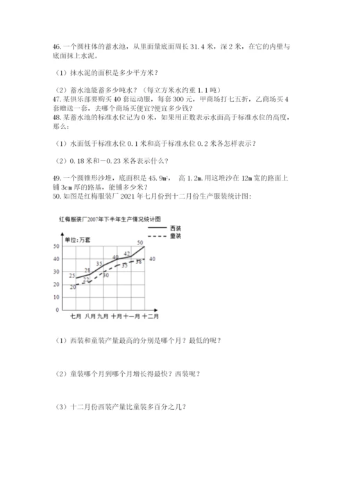 六年级小升初数学解决问题50道含答案【实用】.docx