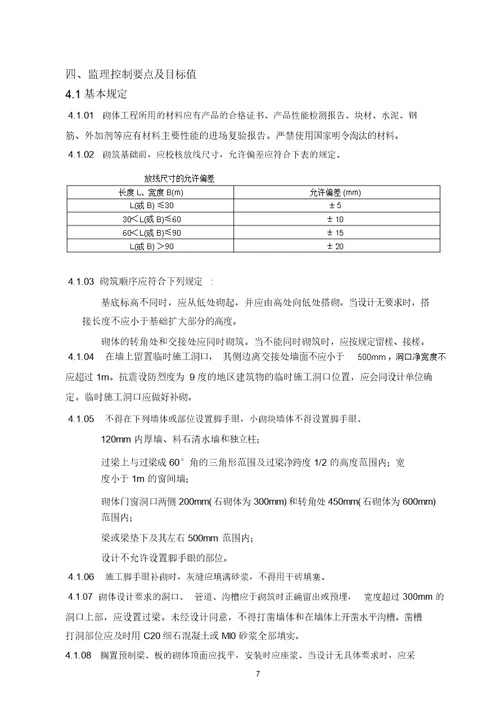 砌体工程监理实施细则