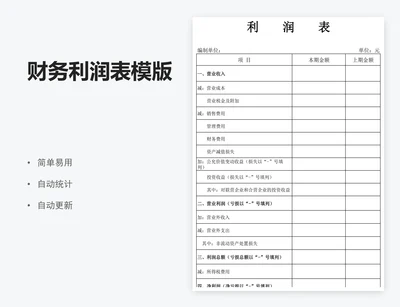 财务利润表模版