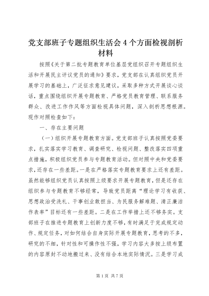 党支部班子专题组织生活会4个方面检视剖析材料_.docx