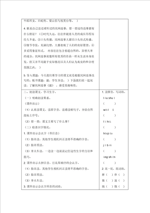 最新2020年春部编版三年级语文下册27漏教案 反思 1379
