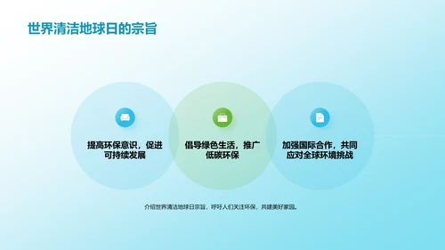 蓝色简约扁平拥抱清洁地球日培训课件PPT模板