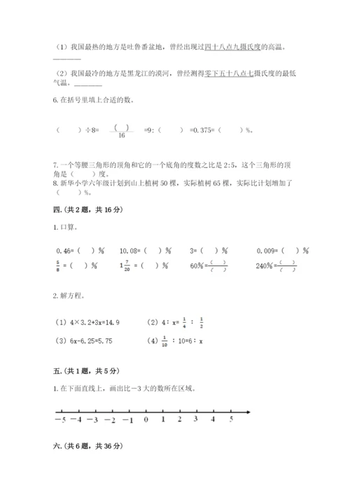 河南省平顶山市六年级下册数学期末测试卷附答案（名师推荐）.docx