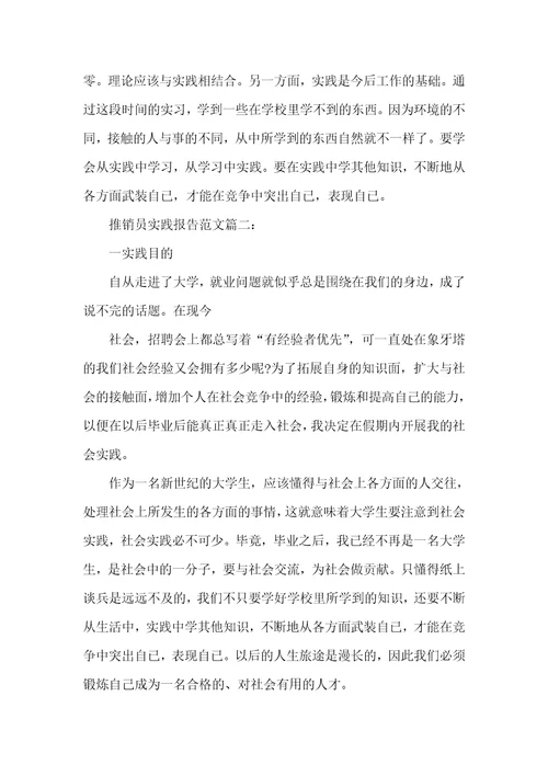 推销员实践报告范文3篇
