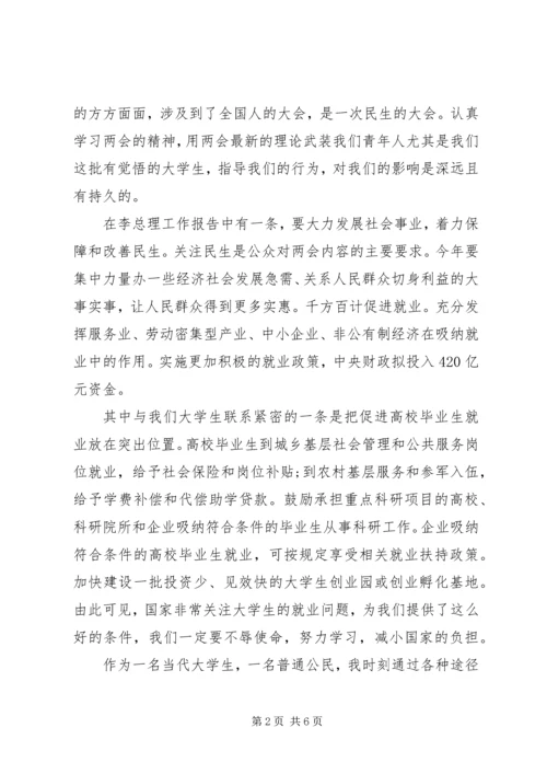 学习全国两会思想汇报.docx