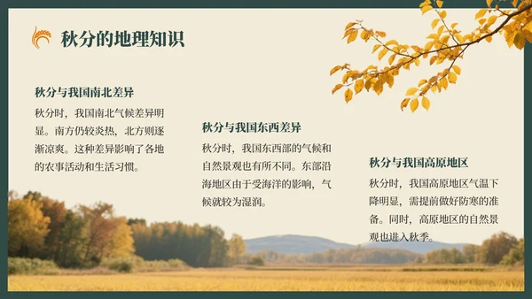 绿色复古风秋分节气的历史文化习俗PPT模板