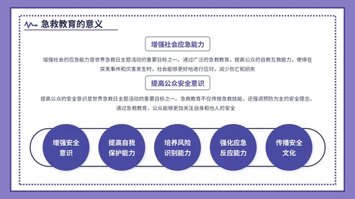 紫色插画风世界急救日主题活动PPT模版