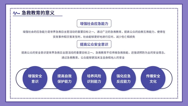 紫色插画风世界急救日主题活动PPT模版