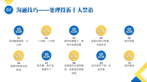 黄色蓝色简约形状物业服务意识培训PPT课件