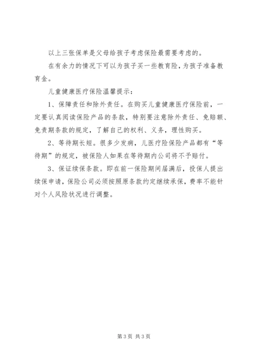 儿童健康医疗保险购买建议.docx