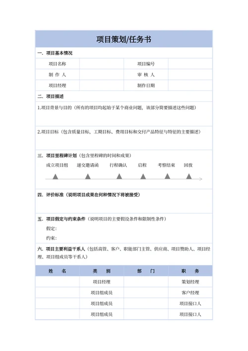 项目策划任务书