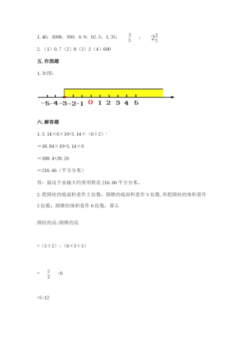 冀教版小学六年级下册数学期末综合素养测试卷附参考答案（基础题）.docx