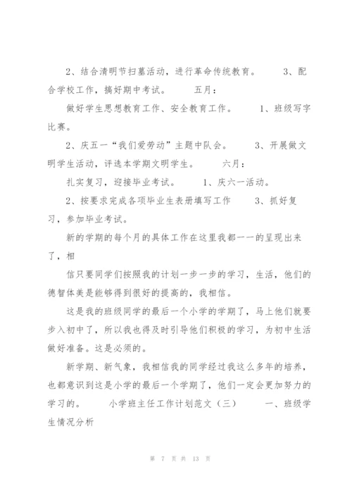 中小学班主任工作计划范文格式4篇.docx