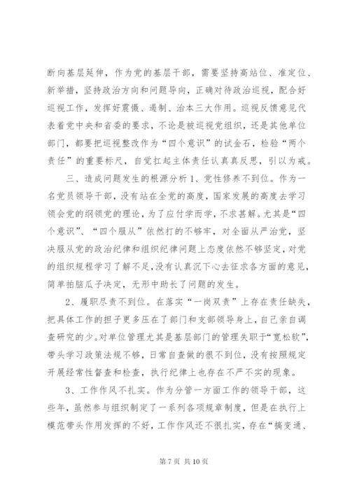 巡视整改专题民主生活会发言提纲.docx