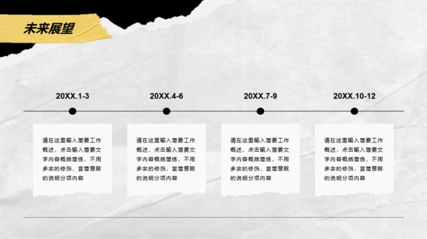 黄黑撕纸风工作总结汇报PPT模板