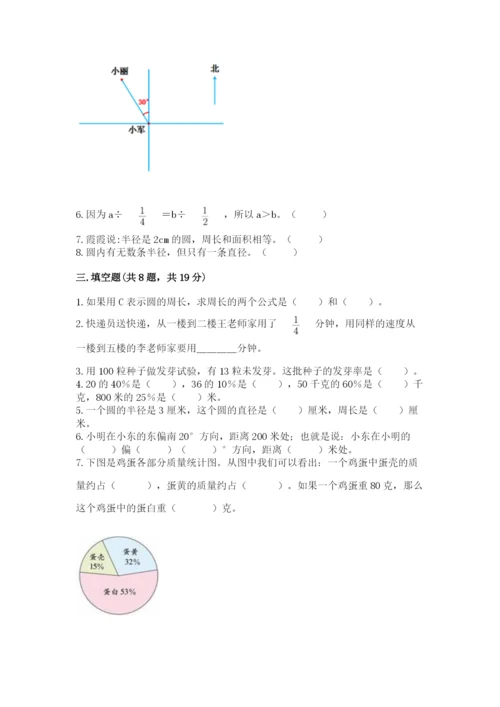 2022人教版六年级上册数学期末考试卷及完整答案（网校专用）.docx