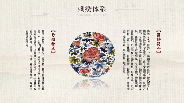 茶色水墨风中国风中国文化刺绣文化介绍模板中国传统文化