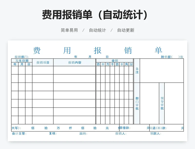 费用报销单（自动统计）