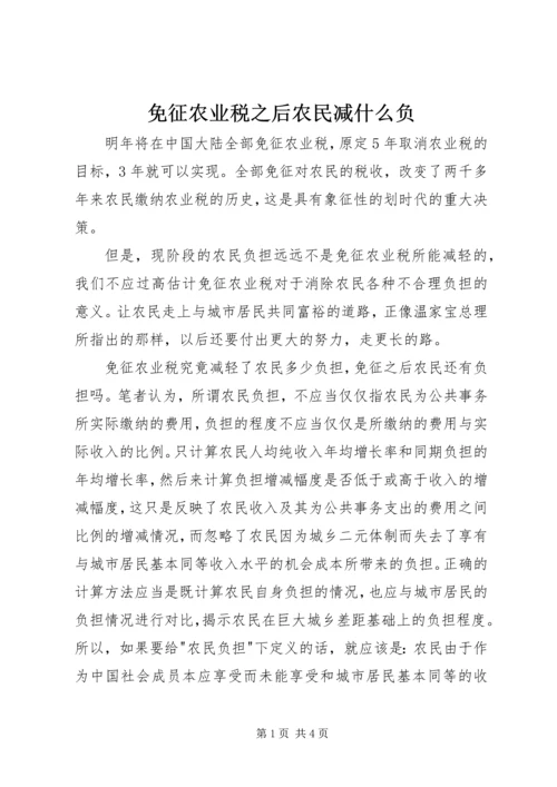 免征农业税之后农民减什么负.docx