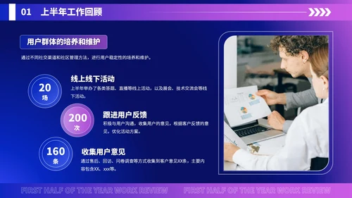 蓝紫色科技风科技企业员工年中总结PPT模版