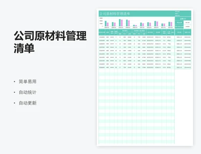 公司原材料管理清单