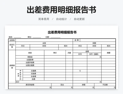出差费用明细报告书