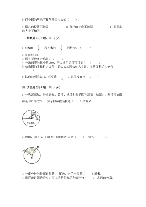 小学六年级上册数学期末测试卷及答案（易错题）.docx