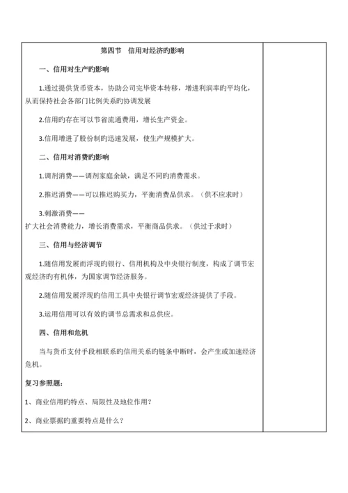 货币金融学教案信用与信用制度货币金融学蒋先玲版.docx