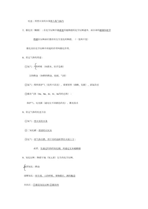 2023年初三化学上册期中考试知识点总结.docx