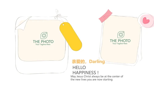 手绘唯美花圈小清新旅行电子相册PPT动态模板