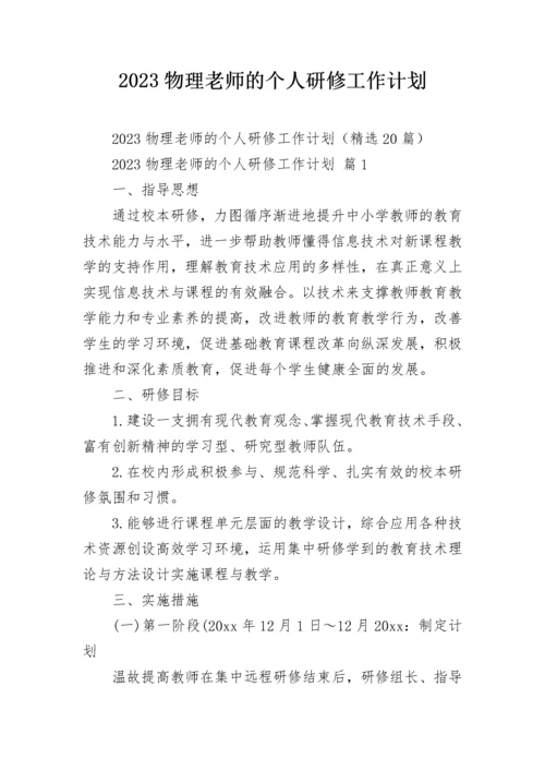 2023物理老师的个人研修工作计划.docx