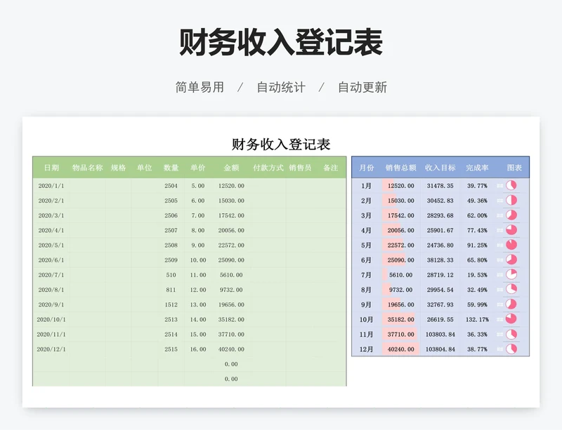 财务收入登记表