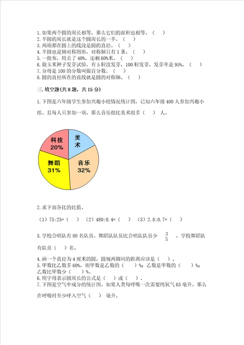 小学六年级上册数学期末测试卷附参考答案培优