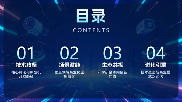蓝色科技风渐变大学生创新创业大赛PPT模板