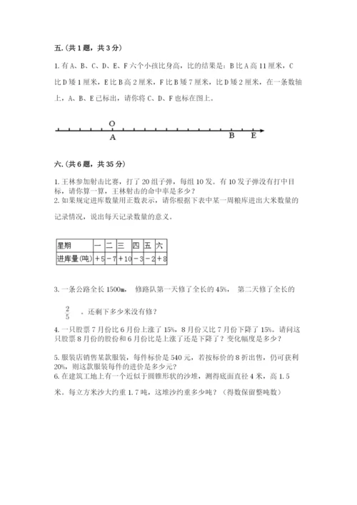 小学六年级下册数学摸底考试题附参考答案【综合卷】.docx