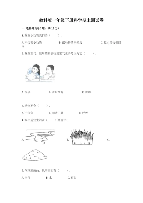 教科版一年级下册科学期末测试卷（各地真题）.docx