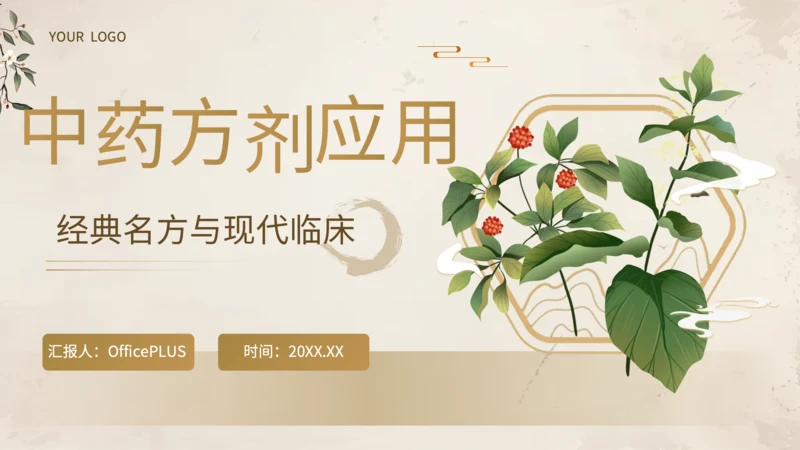 黄色中国风中药方剂应用PPT