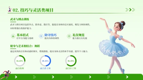 绿色3D风全民健身推广PPT模板