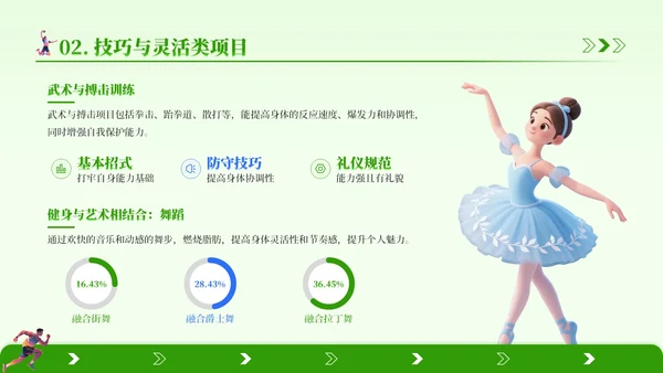 绿色3D风全民健身推广PPT模板