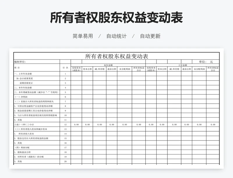 所有者权股东权益变动表